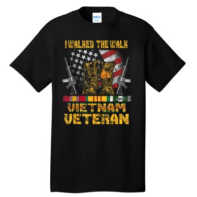 Vietnam Veteran With Us Flag With Combat Boots Patriotic Tall T-Shirt