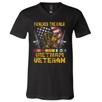 Vietnam Veteran With Us Flag With Combat Boots Patriotic V-Neck T-Shirt