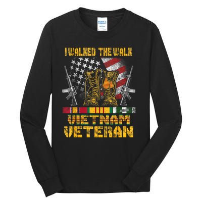 Vietnam Veteran With Us Flag With Combat Boots Patriotic Tall Long Sleeve T-Shirt