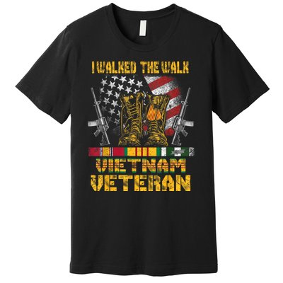 Vietnam Veteran With Us Flag With Combat Boots Patriotic Premium T-Shirt