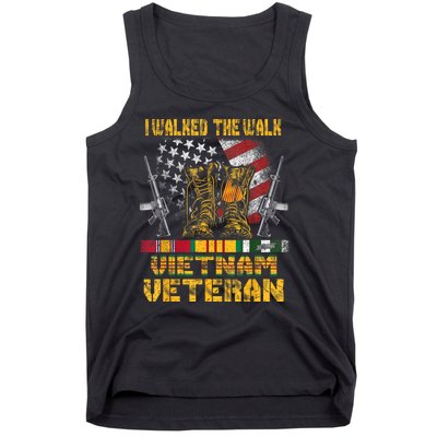 Vietnam Veteran With Us Flag With Combat Boots Patriotic Tank Top