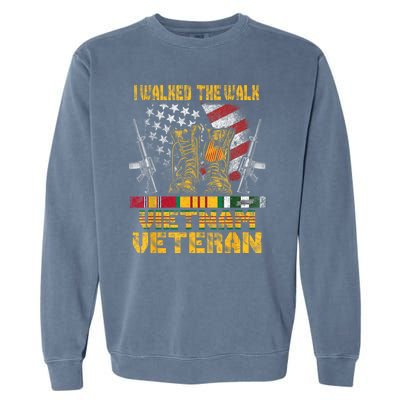 Vietnam Veteran With Us Flag With Combat Boots Patriotic Garment-Dyed Sweatshirt