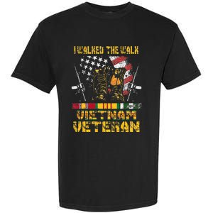 Vietnam Veteran With US Flag With Combat Boots Patriotic Garment-Dyed Heavyweight T-Shirt