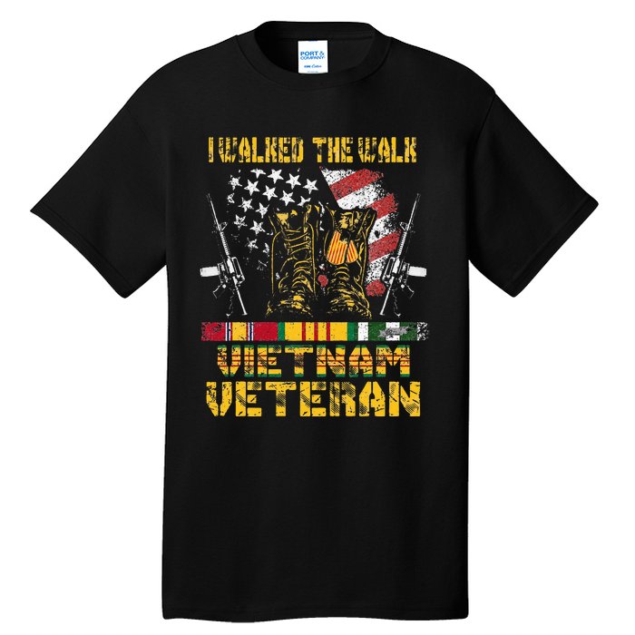 Vietnam Veteran With US Flag With Combat Boots Patriotic Tall T-Shirt