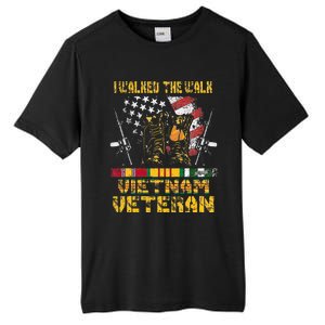 Vietnam Veteran With US Flag With Combat Boots Patriotic Tall Fusion ChromaSoft Performance T-Shirt