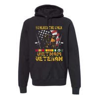 Vietnam Veteran With US Flag With Combat Boots Patriotic Premium Hoodie