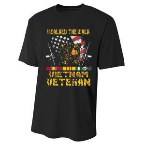 Vietnam Veteran With US Flag With Combat Boots Patriotic Performance Sprint T-Shirt