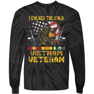 Vietnam Veteran With US Flag With Combat Boots Patriotic Tie-Dye Long Sleeve Shirt