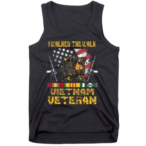 Vietnam Veteran With US Flag With Combat Boots Patriotic Tank Top