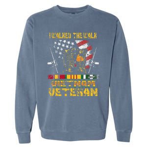 Vietnam Veteran With US Flag With Combat Boots Patriotic Garment-Dyed Sweatshirt