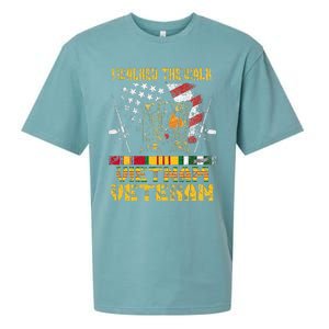 Vietnam Veteran With US Flag With Combat Boots Patriotic Sueded Cloud Jersey T-Shirt