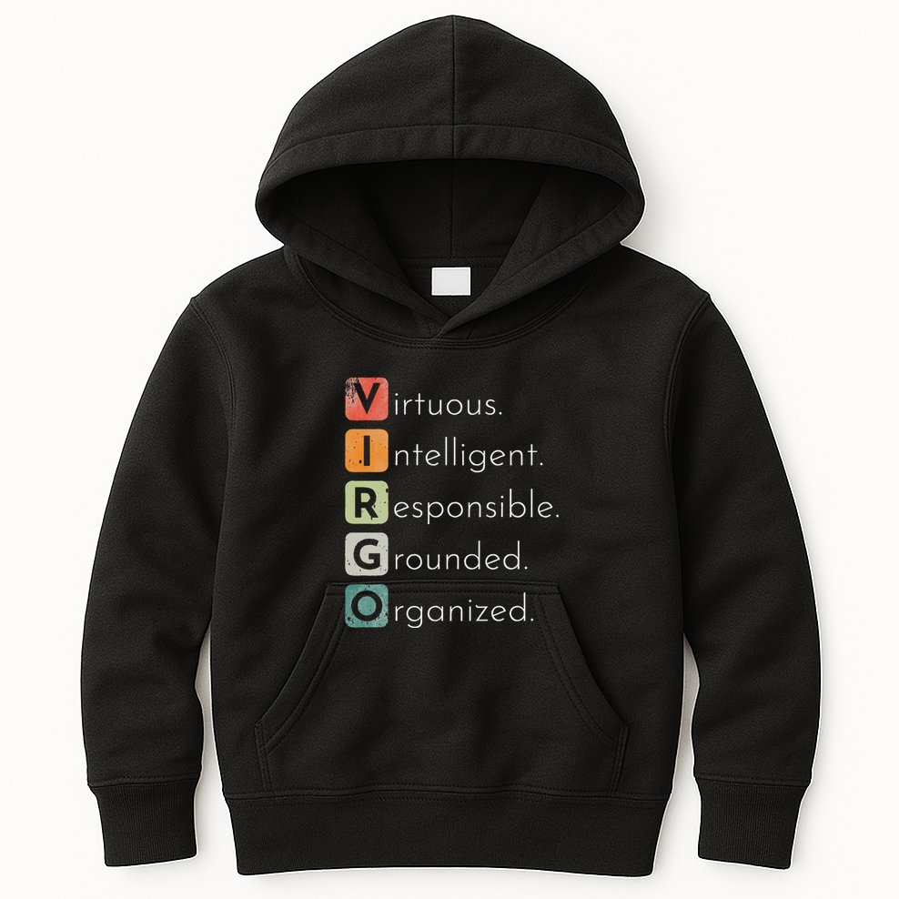 Vintage Virgo Zodiac Sign Women Virgo Birthday Retro Kids Hoodie