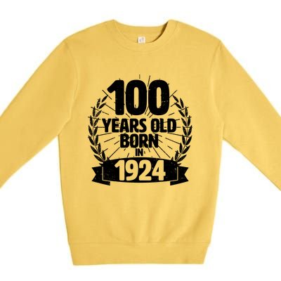 Vintage Wreath 100 Years Old Born In 1924 Birthday Premium Crewneck Sweatshirt