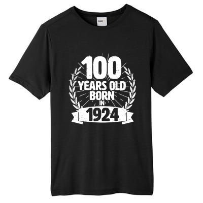 Vintage Wreath 100 Years Old Born In 1924 Birthday Tall Fusion ChromaSoft Performance T-Shirt