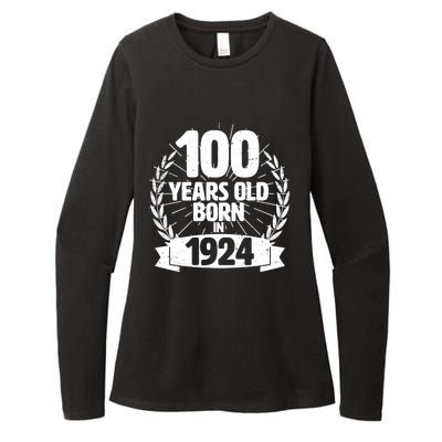 Vintage Wreath 100 Years Old Born In 1924 Birthday Womens CVC Long Sleeve Shirt