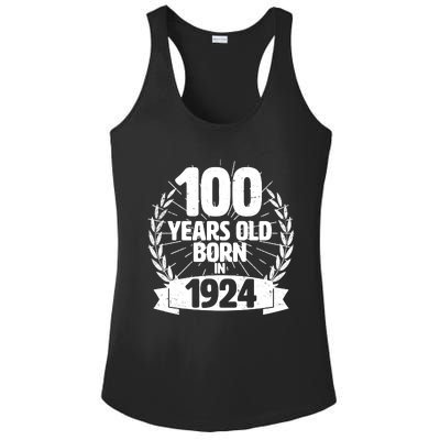 Vintage Wreath 100 Years Old Born In 1924 Birthday Ladies PosiCharge Competitor Racerback Tank