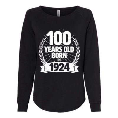 Vintage Wreath 100 Years Old Born In 1924 Birthday Womens California Wash Sweatshirt