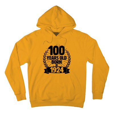 Vintage Wreath 100 Years Old Born In 1924 Birthday Hoodie