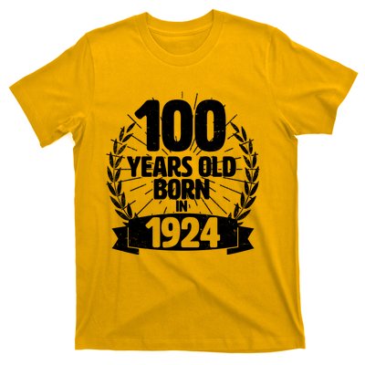 Vintage Wreath 100 Years Old Born In 1924 Birthday T-Shirt