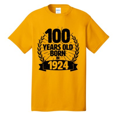 Vintage Wreath 100 Years Old Born In 1924 Birthday Tall T-Shirt