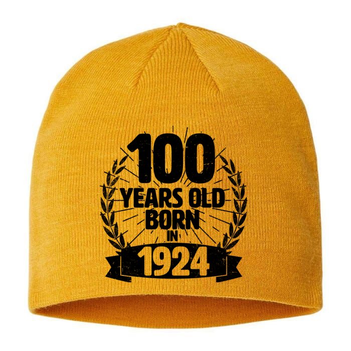 Vintage Wreath 100 Years Old Born In 1924 Birthday Sustainable Beanie