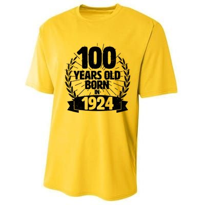 Vintage Wreath 100 Years Old Born In 1924 Birthday Performance Sprint T-Shirt