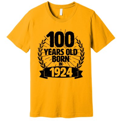 Vintage Wreath 100 Years Old Born In 1924 Birthday Premium T-Shirt