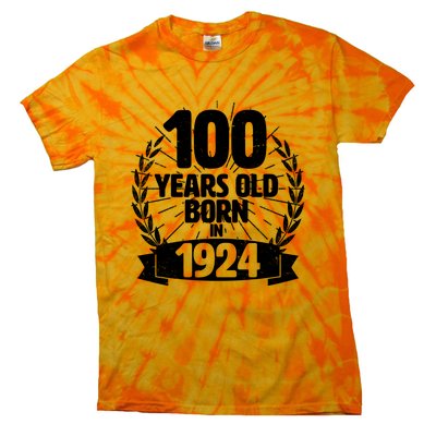 Vintage Wreath 100 Years Old Born In 1924 Birthday Tie-Dye T-Shirt