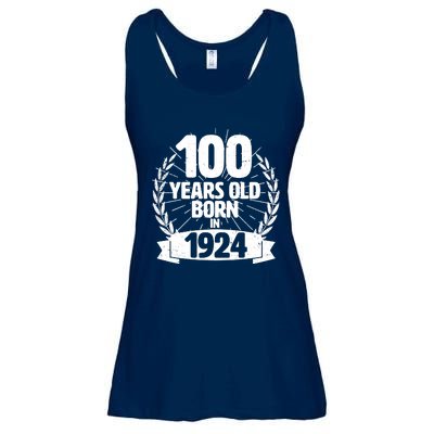 Vintage Wreath 100 Years Old Born In 1924 Birthday Ladies Essential Flowy Tank