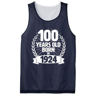 Vintage Wreath 100 Years Old Born In 1924 Birthday Mesh Reversible Basketball Jersey Tank