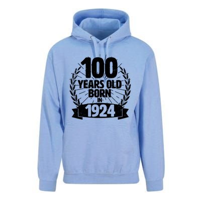 Vintage Wreath 100 Years Old Born In 1924 Birthday Unisex Surf Hoodie