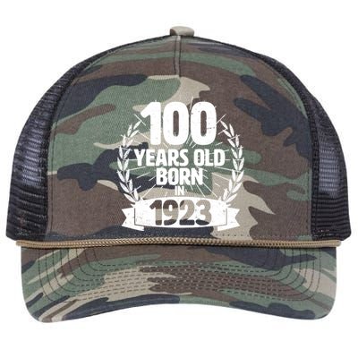 Vintage Wreath 100 Years Old Born In 1923 Birthday Retro Rope Trucker Hat Cap