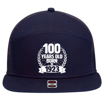 Vintage Wreath 100 Years Old Born In 1923 Birthday 7 Panel Mesh Trucker Snapback Hat