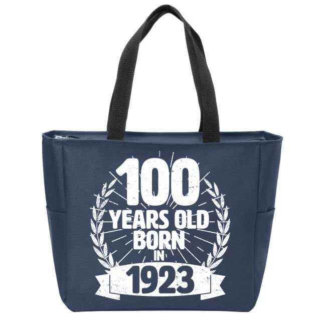 Vintage Wreath 100 Years Old Born In 1923 Birthday Zip Tote Bag