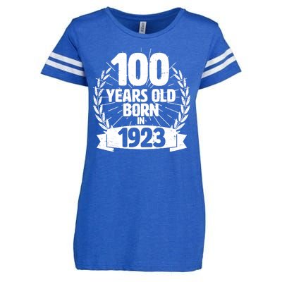 Vintage Wreath 100 Years Old Born In 1923 Birthday Enza Ladies Jersey Football T-Shirt