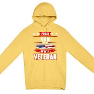 Veteran Ww 2 Military Tee Proud Son Of A Wwii Veteran Gift Premium Pullover Hoodie