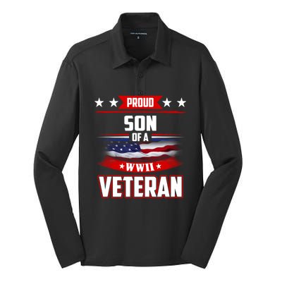 Veteran Ww 2 Military Tee Proud Son Of A Wwii Veteran Gift Silk Touch Performance Long Sleeve Polo