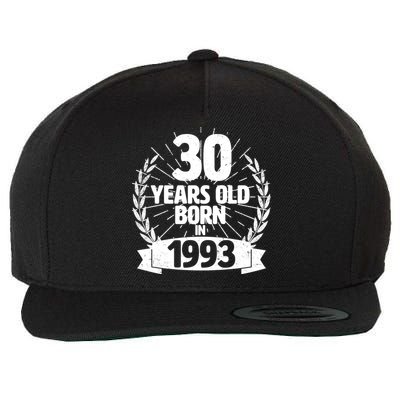 Vintage Wreath 30 Years Old Born In 1993 Birthday Wool Snapback Cap
