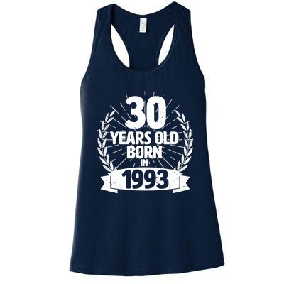 Vintage Wreath 30 Years Old Born In 1993 Birthday Women's Racerback Tank