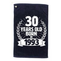 Vintage Wreath 30 Years Old Born In 1993 Birthday Platinum Collection Golf Towel