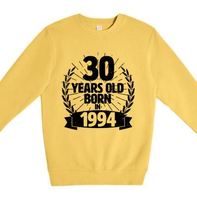 Vintage Wreath 30 Years Old Born In 1994 Birthday Premium Crewneck Sweatshirt