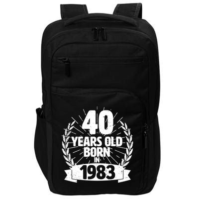 Vintage Wreath 40 Years Old Born In 1983 Birthday Impact Tech Backpack