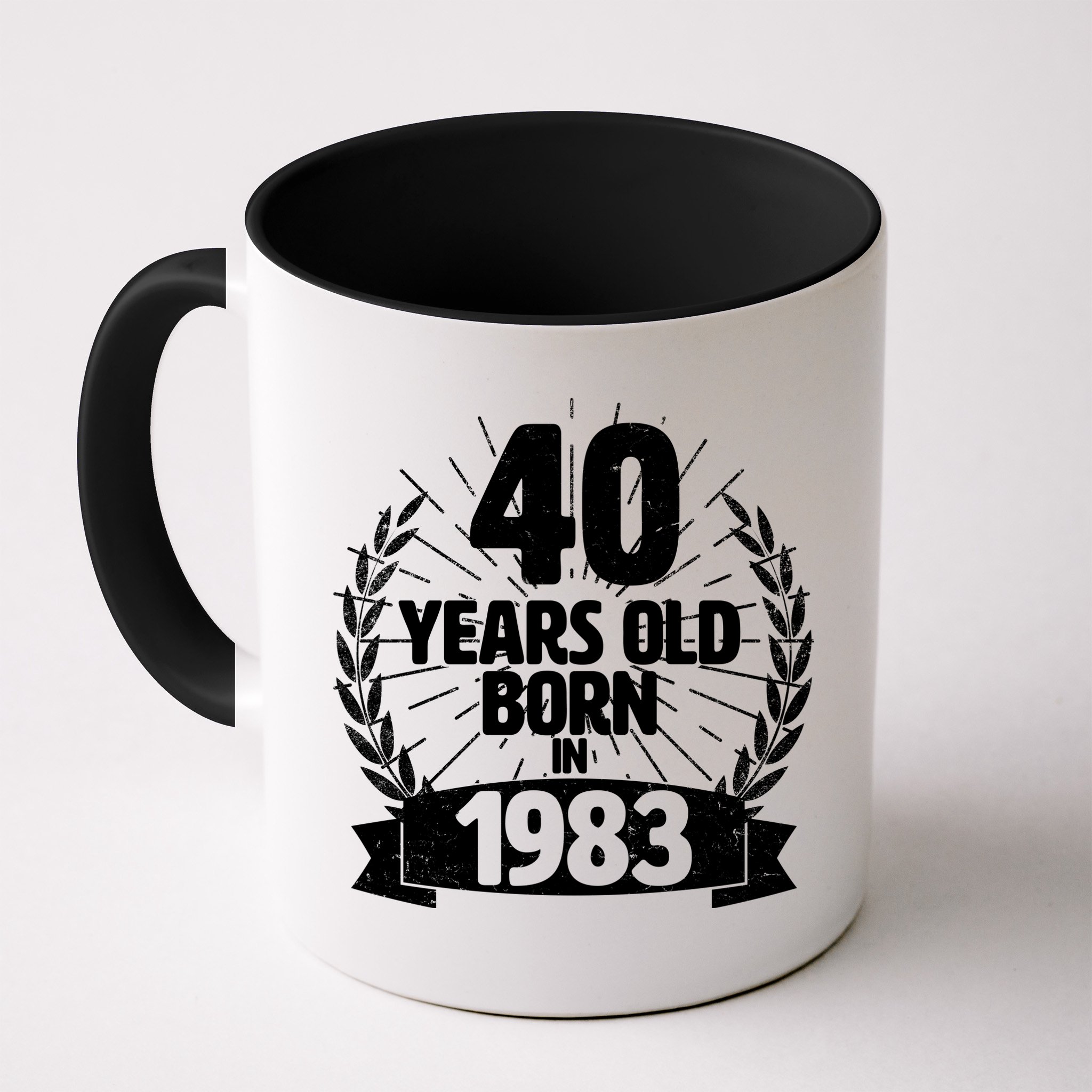 Vintage Wreath 40 Years Old Born In 1983 Birthday Mug