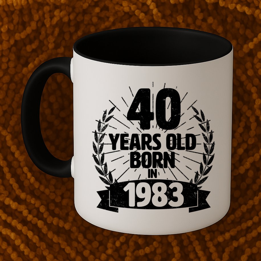 Vintage Wreath 40 Years Old Born In 1983 Birthday Mug