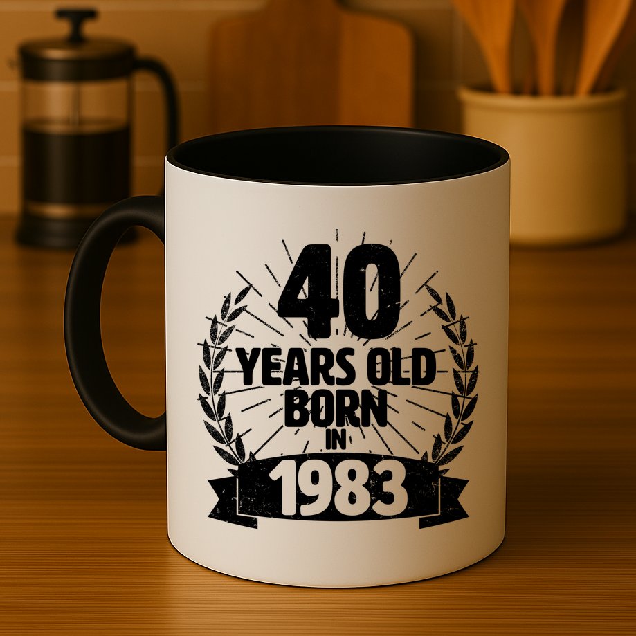 Vintage Wreath 40 Years Old Born In 1983 Birthday Mug