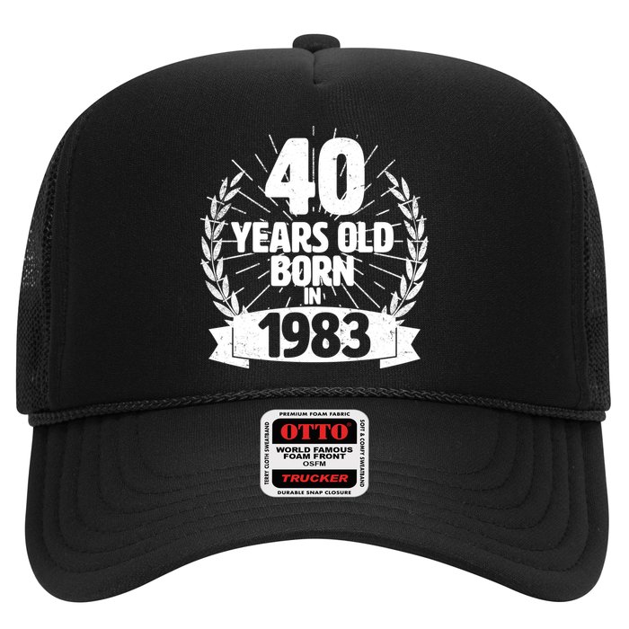 Vintage Wreath 40 Years Old Born In 1983 Birthday Trucker Hat