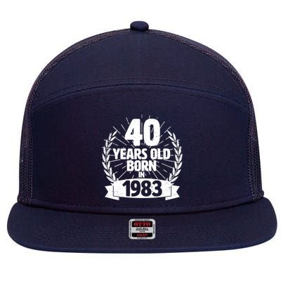 Vintage Wreath 40 Years Old Born In 1983 Birthday 7 Panel Mesh Trucker Snapback Hat