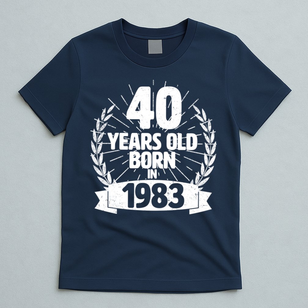 Vintage Wreath 40 Years Old Born In 1983 Birthday T-Shirt