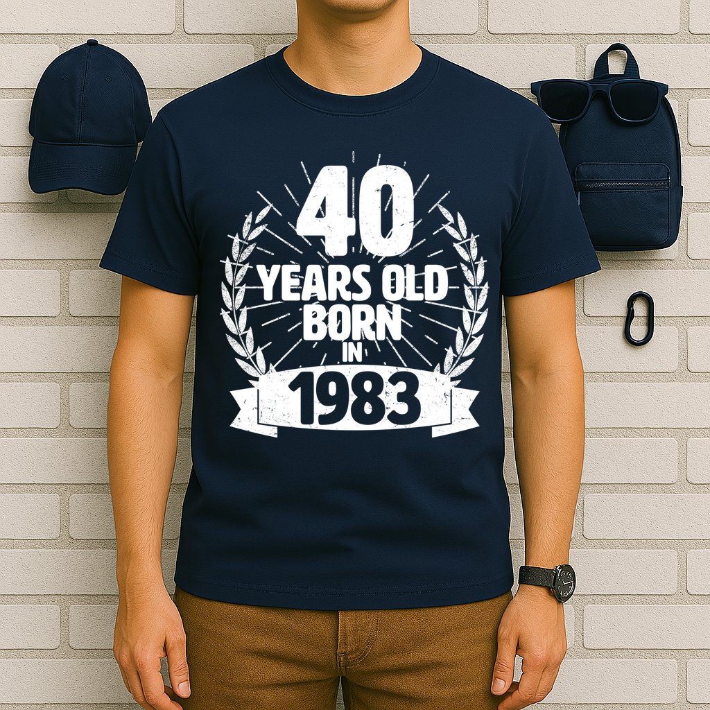 Vintage Wreath 40 Years Old Born In 1983 Birthday T-Shirt