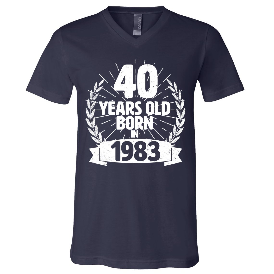 Vintage Wreath 40 Years Old Born In 1983 Birthday V-Neck T-Shirt